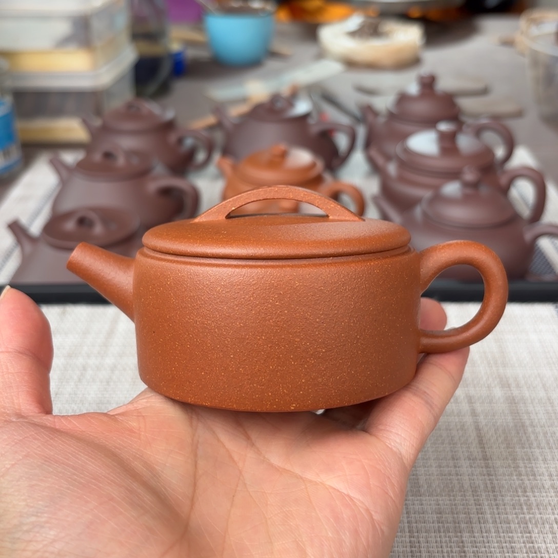 紫砂茶壶特价半手工红降坡汉瓦壶150cc