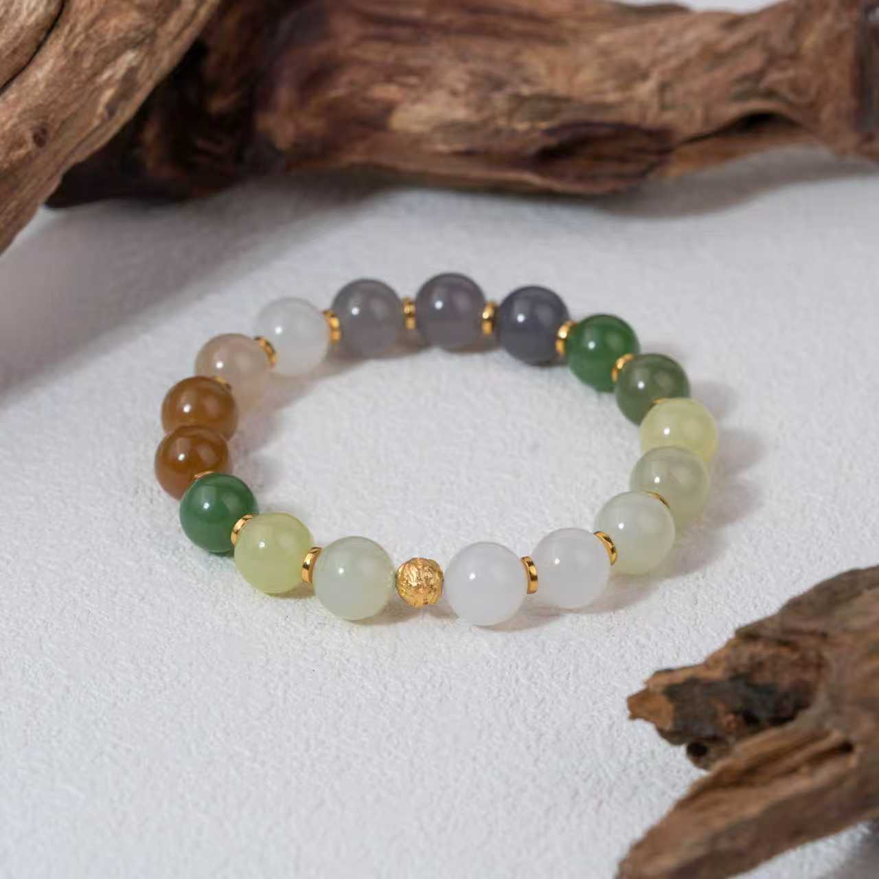 【山河万色】和田玉手串（天然珠宝多样性发其一）