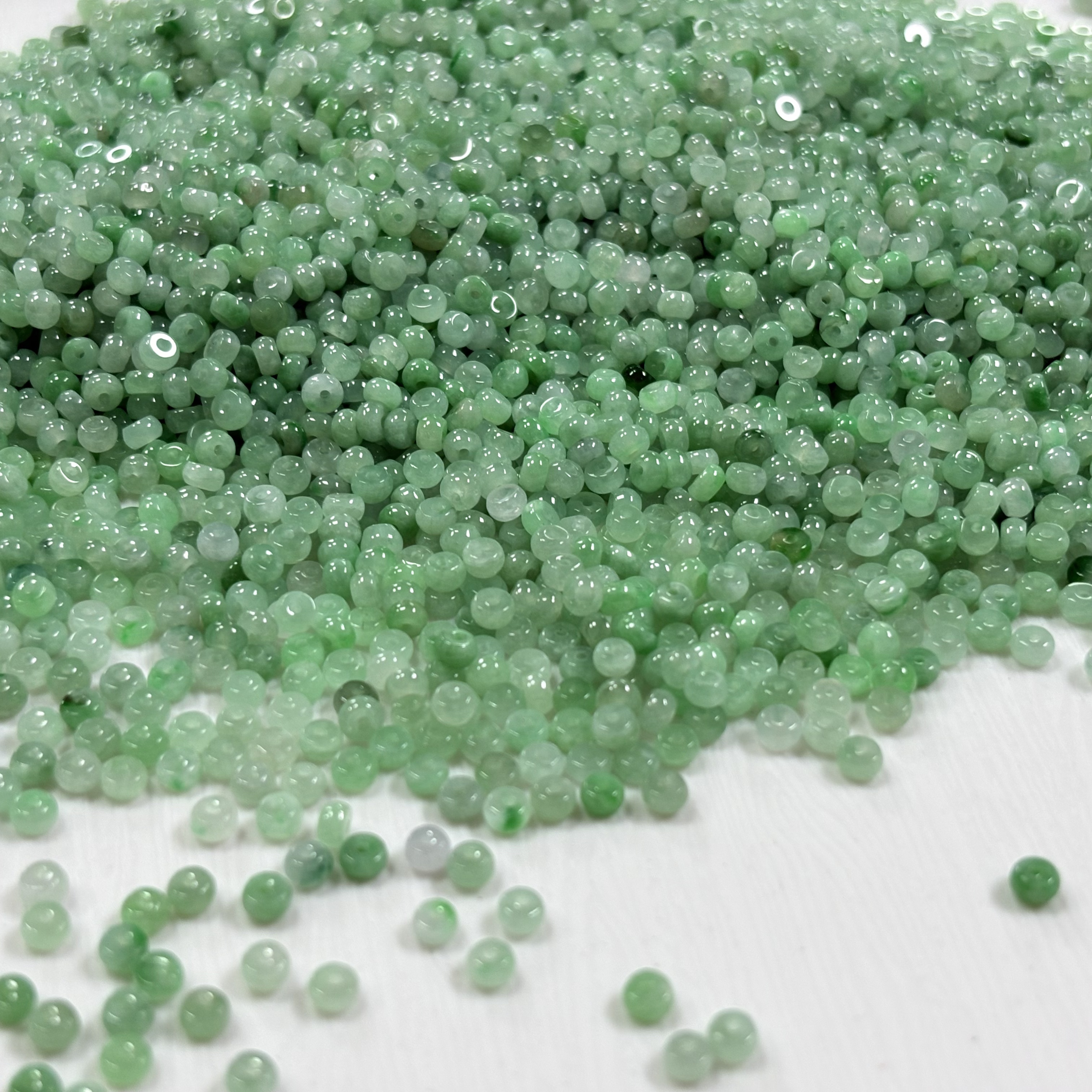  「戴琴珠宝」DQ4677-10粒翡翠4mm左右算盘珠（多样性发其一）