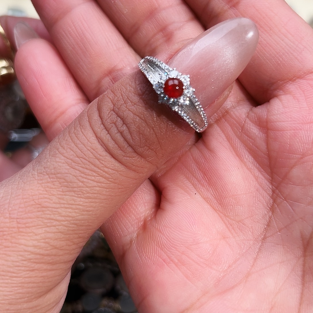 翡翠银S925镶嵌戒指缅甸天然A货翡翠戒指