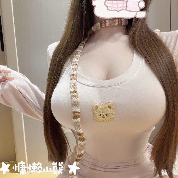 【元气喵】手作系列默认微瑕 慵懒小熊 宽松慵懒风上衣