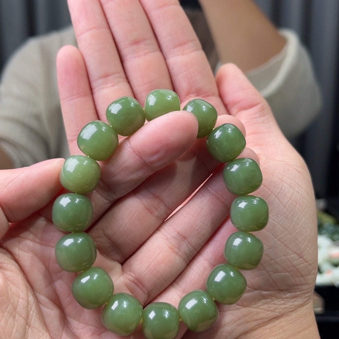 和田玉未镶嵌手串天然和田玉新疆若羌青黄口老型卡14