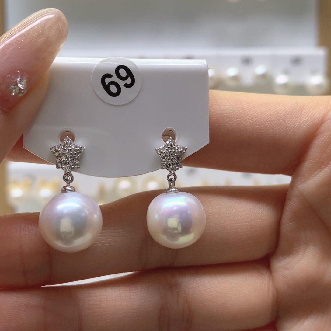 淡水珍珠耳饰银S925镶嵌