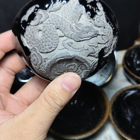 茶盏墨盏坊陈清标手雕腾蛇