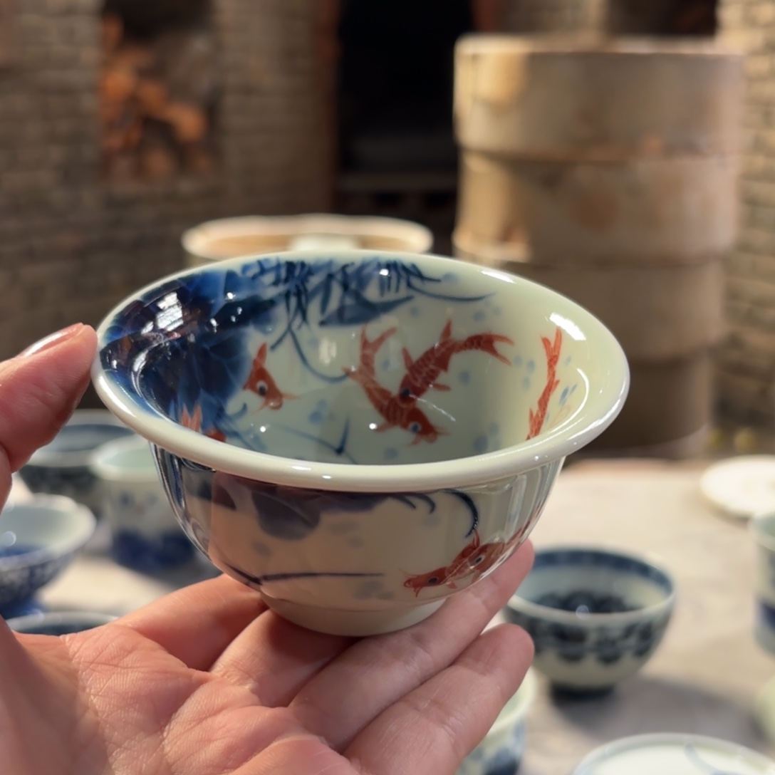 一***东闻轩坊柴窑 荷花九锂压手杯