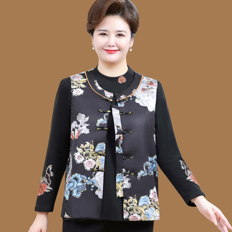260斤特大码胖妈妈装加大新中式国风马甲中老年女装圆领马夹背心