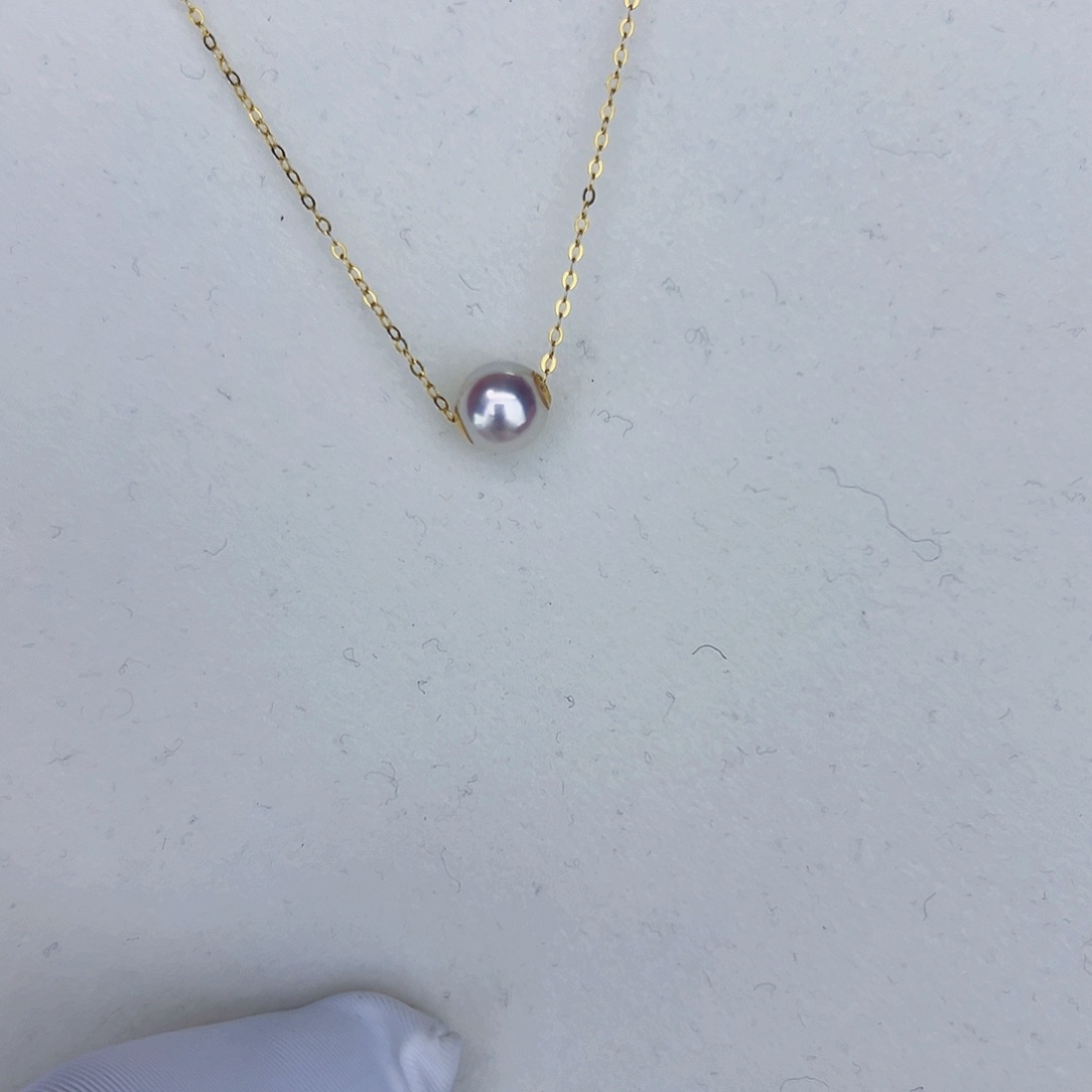 海水珍珠海水akoya路路通吊坠7-8mm18K金镶嵌
