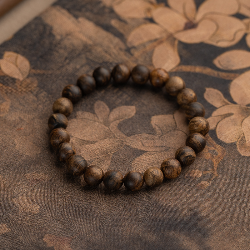 达拉干沉香8mm虎皮纹单圈手串