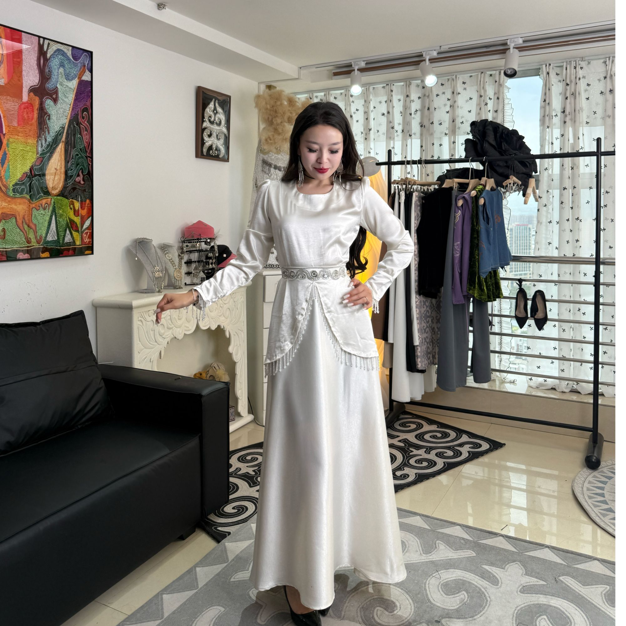 民族风高级手工礼服裙子