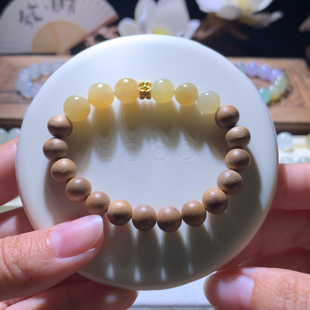 散珠翡翠天然黄翡珠串