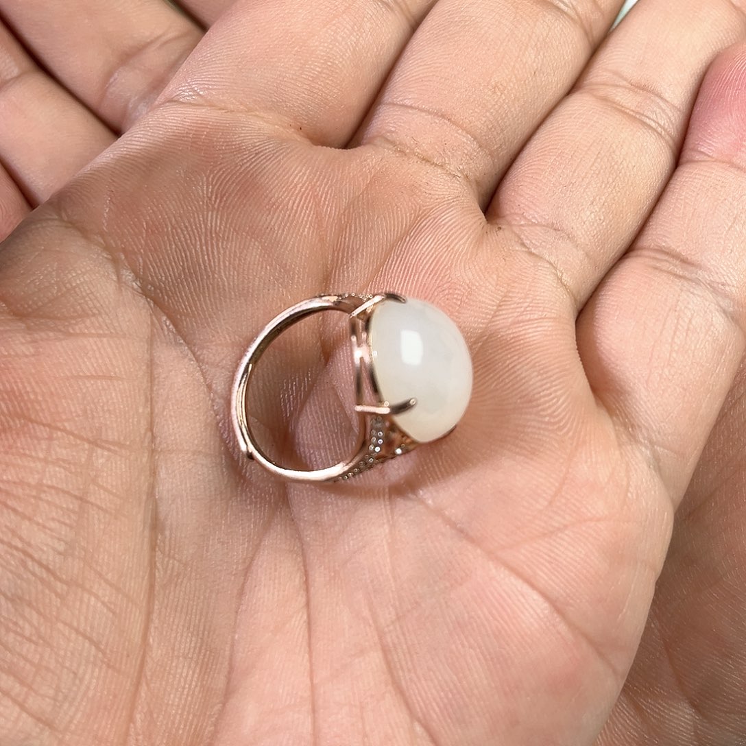 【闪购商品】和田玉戒指银S925镶嵌小*?天然