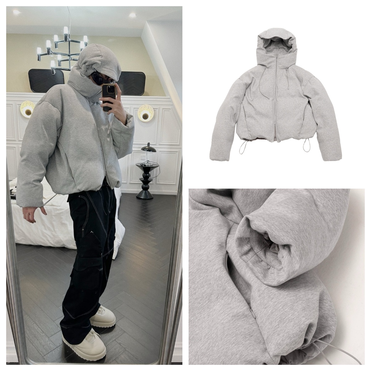 Epide Prefab  灰色雾霾羽绒棉服 