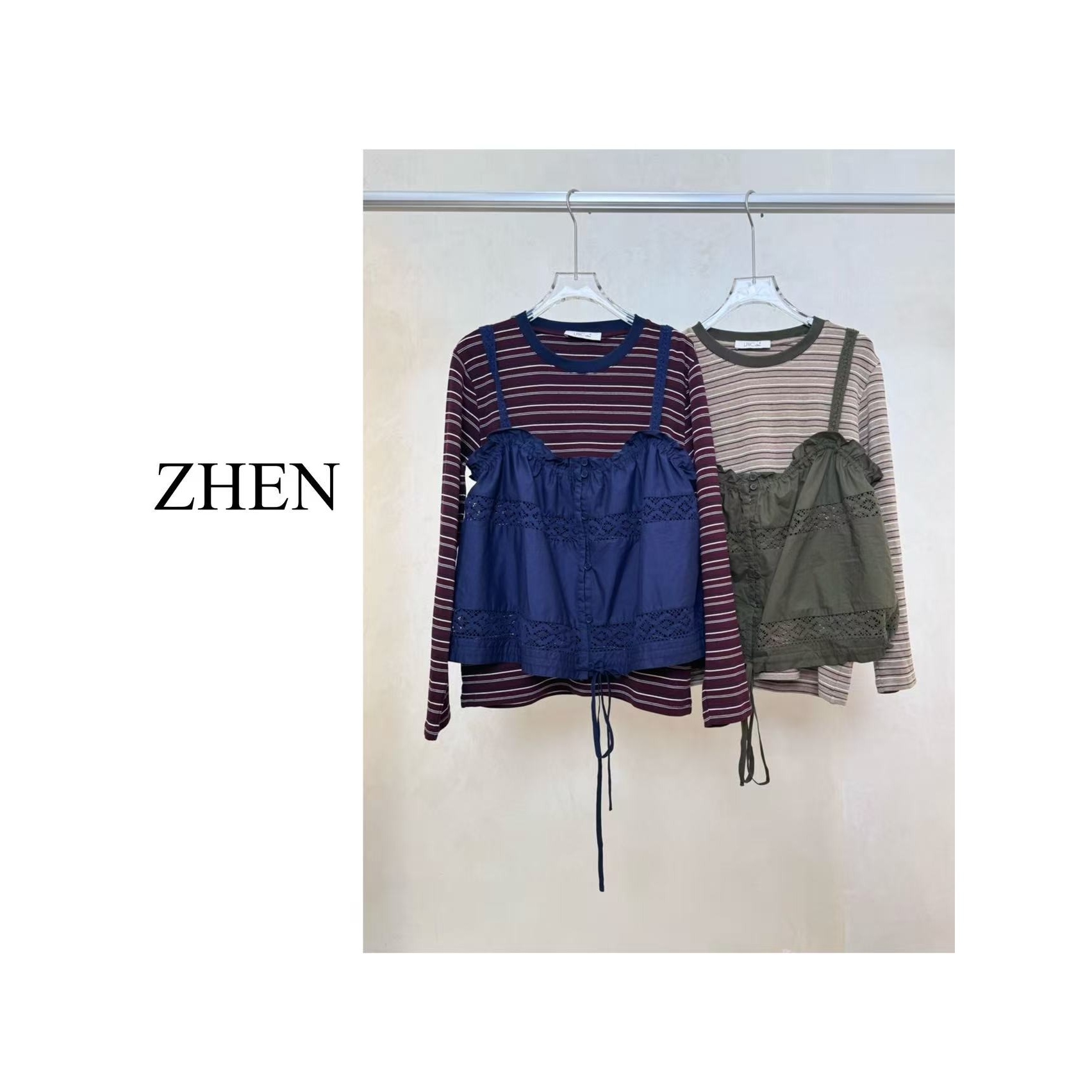 【ZHEN】25K01282 2025新款修身显瘦气质小众设计师款长袖T恤打底