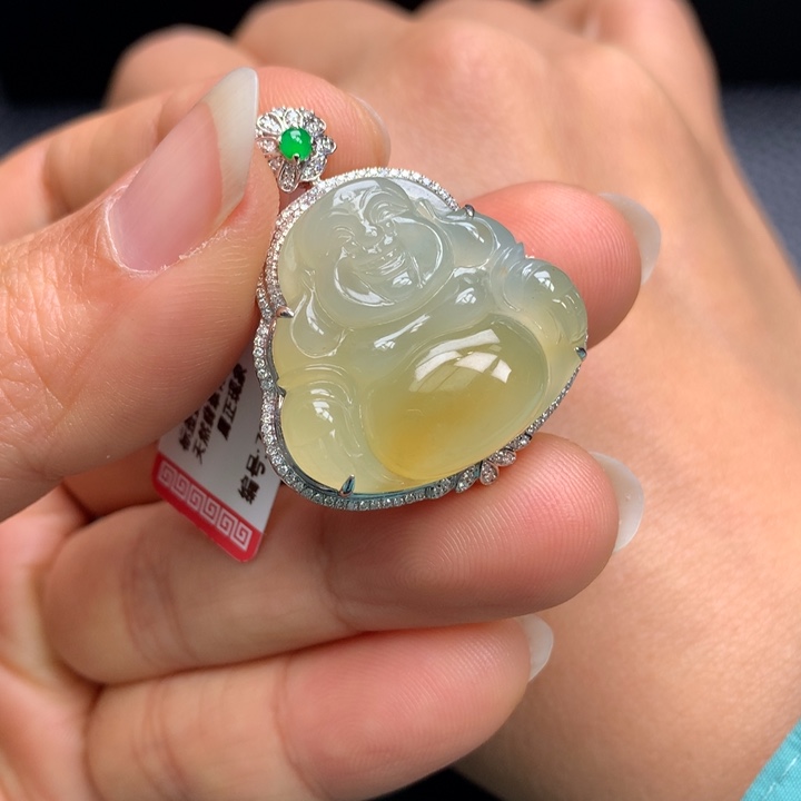 翡翠吊坠(不含链)18K金镶嵌