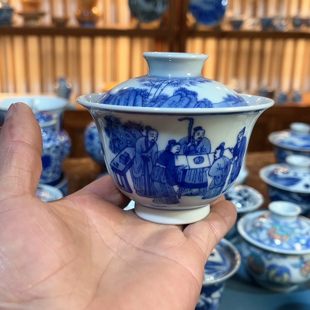 錡镇堂手工手绘盖碗