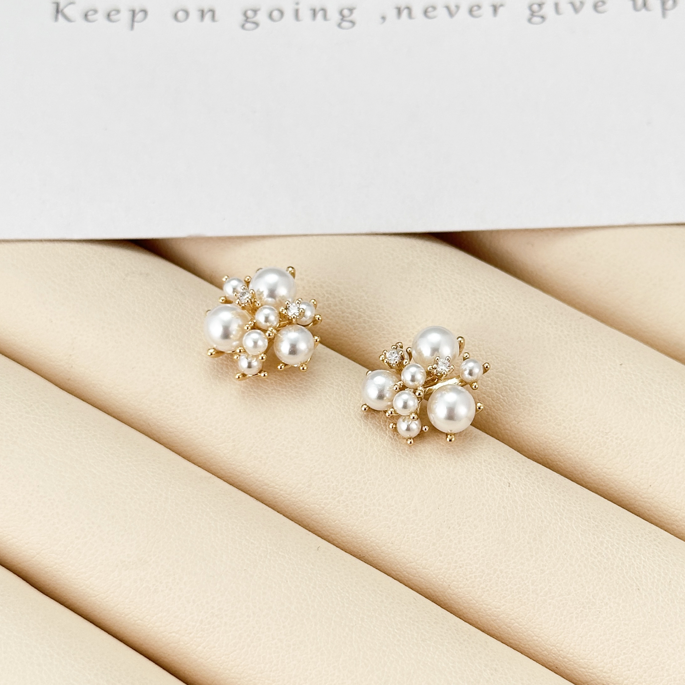 黄铜仿珍珠耳饰 【KEFAN珂梵】日韩金色白色百搭女经典耳环FK212