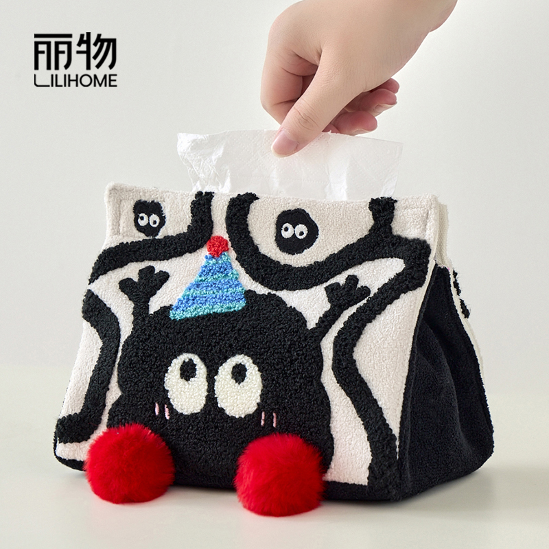 原创煤烦恼创意办公室桌面抽纸盒家用茶几纸巾盒家居布艺纸巾套袋