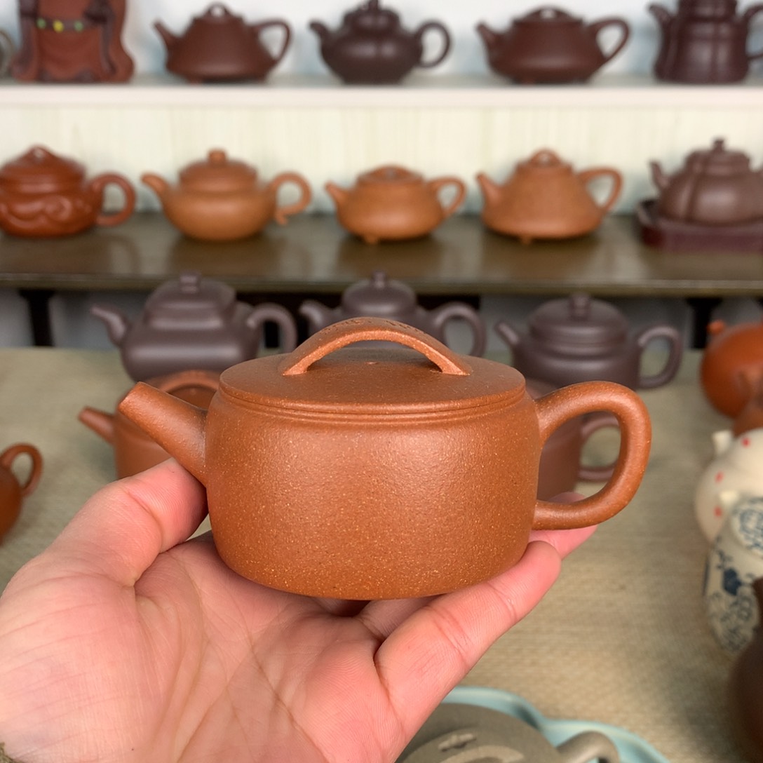 紫砂茶壶精品宝山红降坡容量100