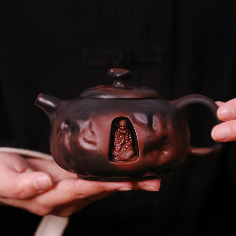 紫陶达摩供春凤鸣壶大容量家用中式泡茶壶复古大号紫砂壶C108