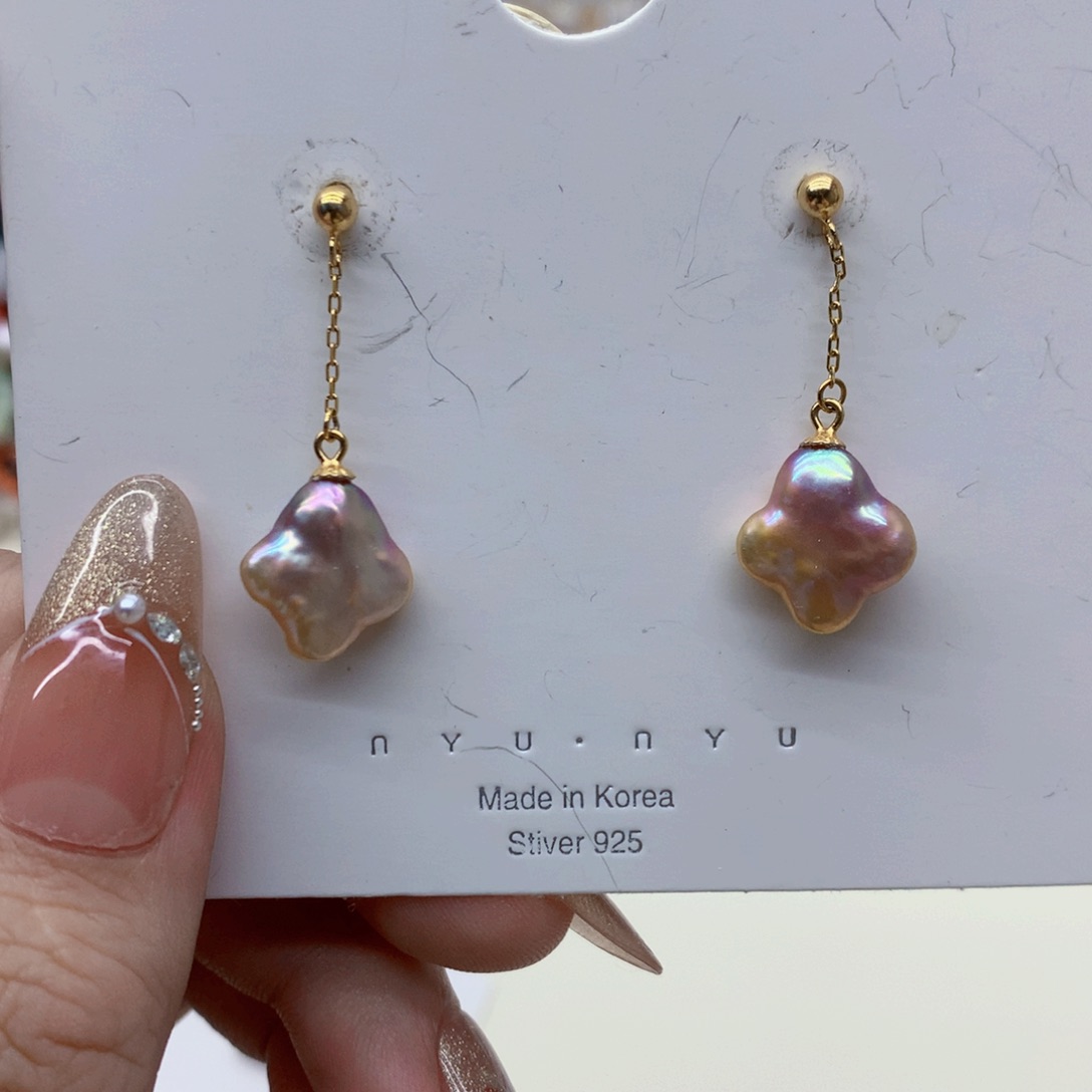 淡水珍珠耳饰银S925镶嵌