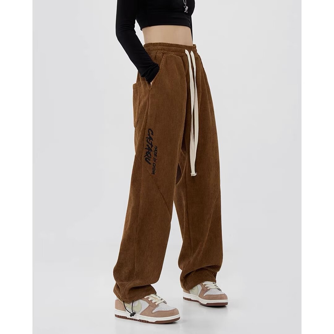 K131-BY夏季薄款灯芯绒裤子男女ins潮牌百搭休闲裤宽松直筒长裤子