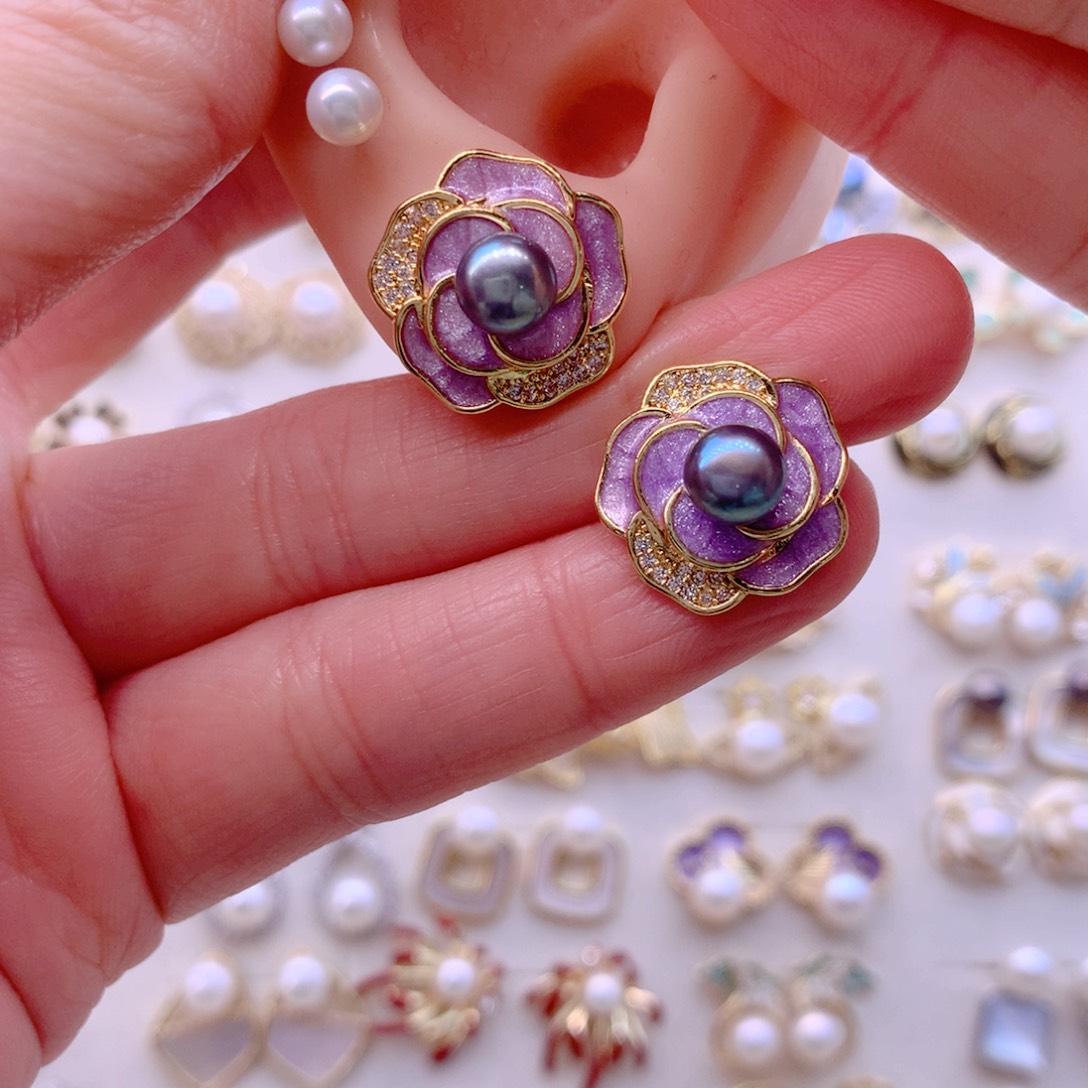 耳饰合金淡水珍珠