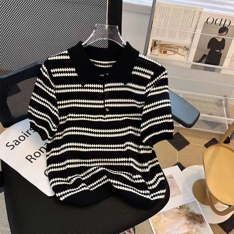 641-699 夏季短袖针织衫时尚圆领毛针织衫女百搭休闲气质0526