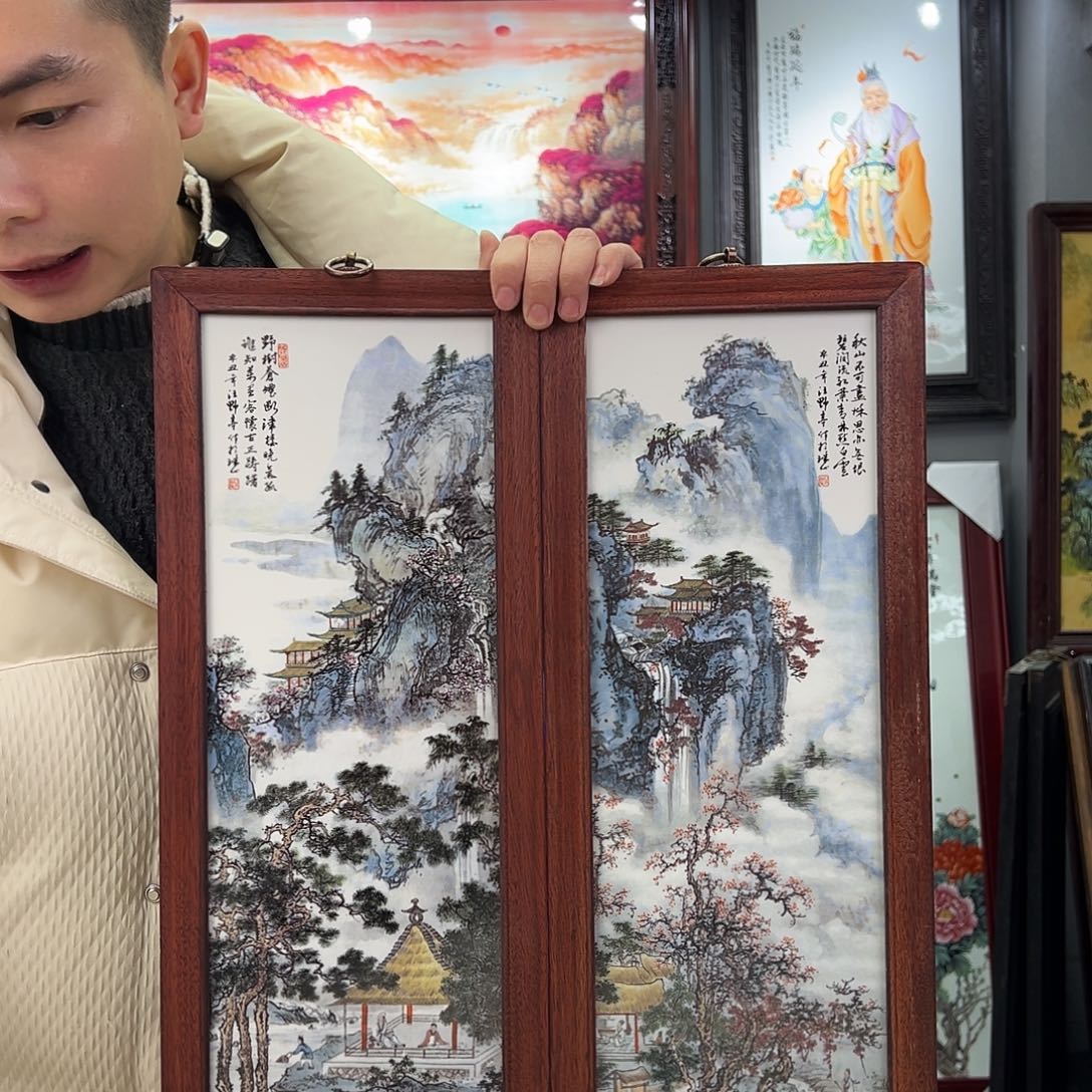 瓷片景德镇瓷板画山水