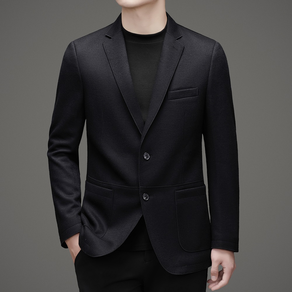 男士v领修身羊毛西装休闲时尚西装上衣单排扣男装7752B