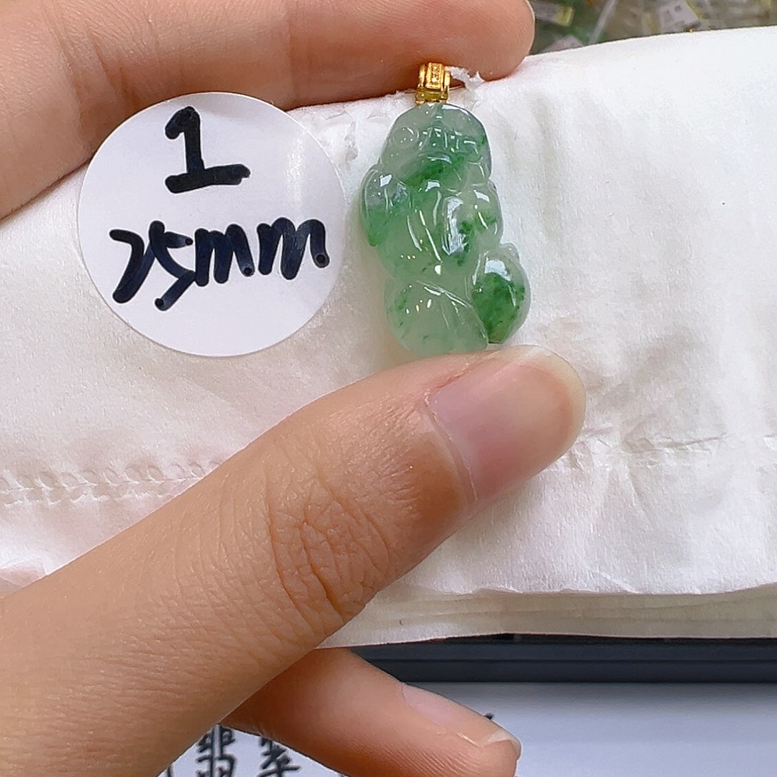 翡翠18K金镶嵌吊坠(不含链)翡翠