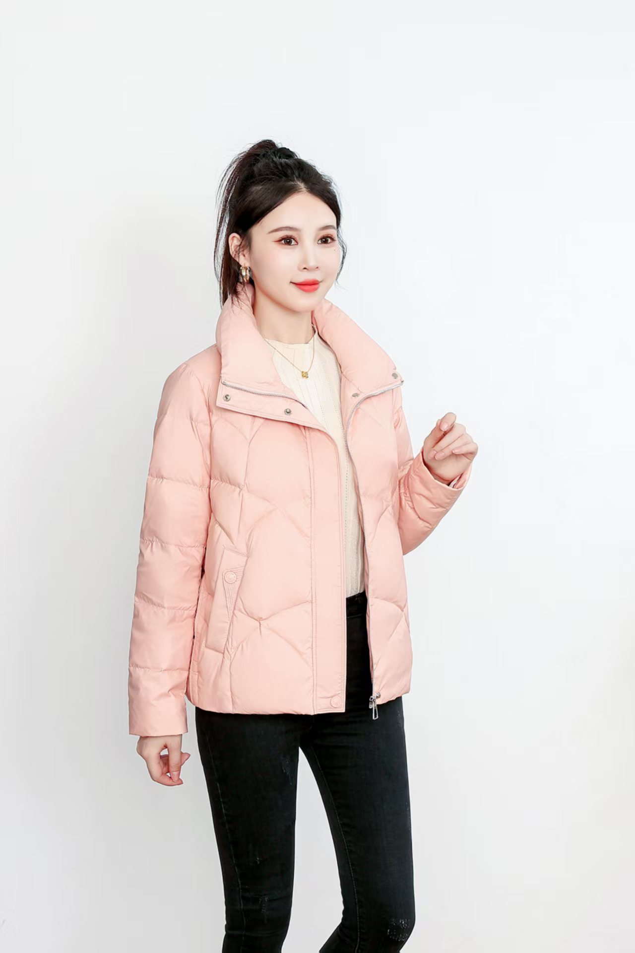 【501-520】薄款长袖短款纯色女士女款