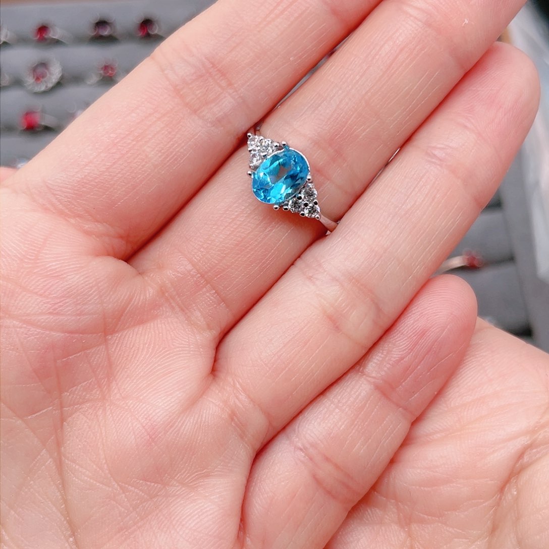 托帕石戒指银S925镶嵌