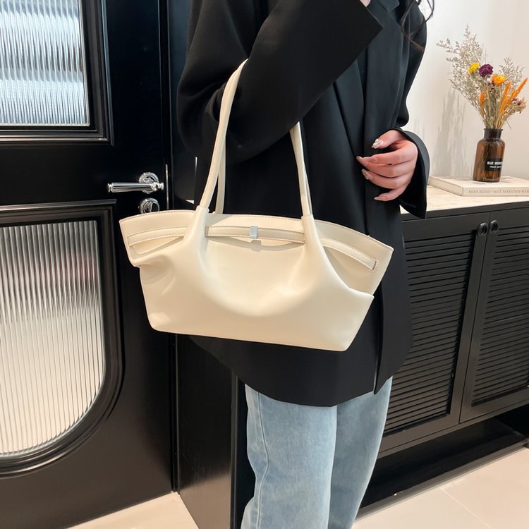大容量百搭时尚腋下包2025春夏新款简约纯色高级感通勤单肩托特包