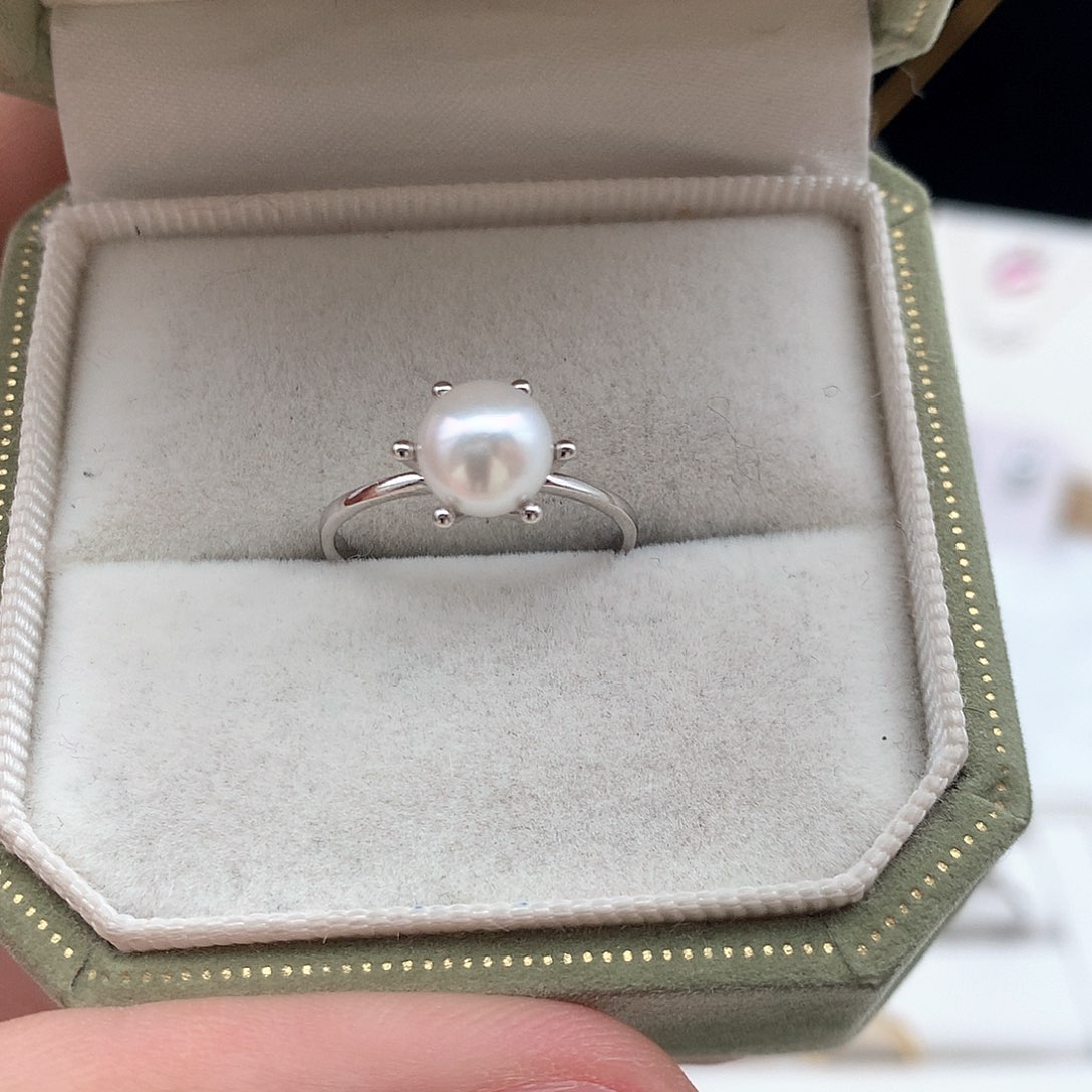 海水珍珠7-7.5mm ak六爪银S925镶嵌