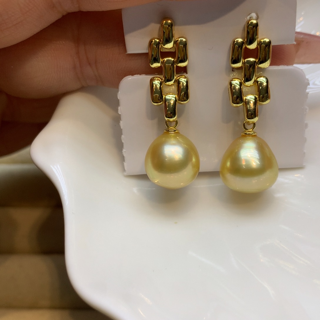 银S925镶嵌耳饰海水珍珠