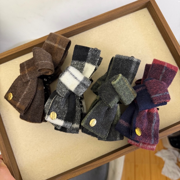 【褶皱格纹香蕉夹发夹】竖夹设计感后脑勺高马尾13公分密齿Z042