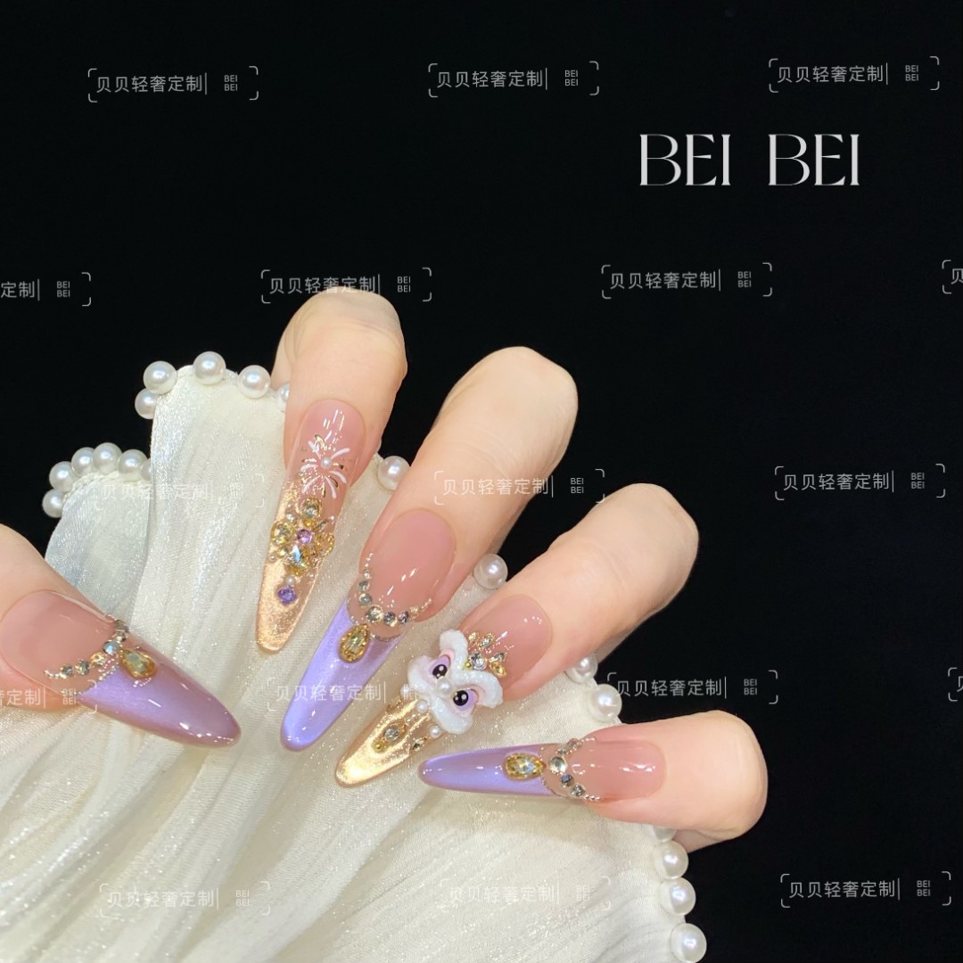 【紫金醒狮】贝贝手工美甲-可重复佩戴-掉钻包补-10片装