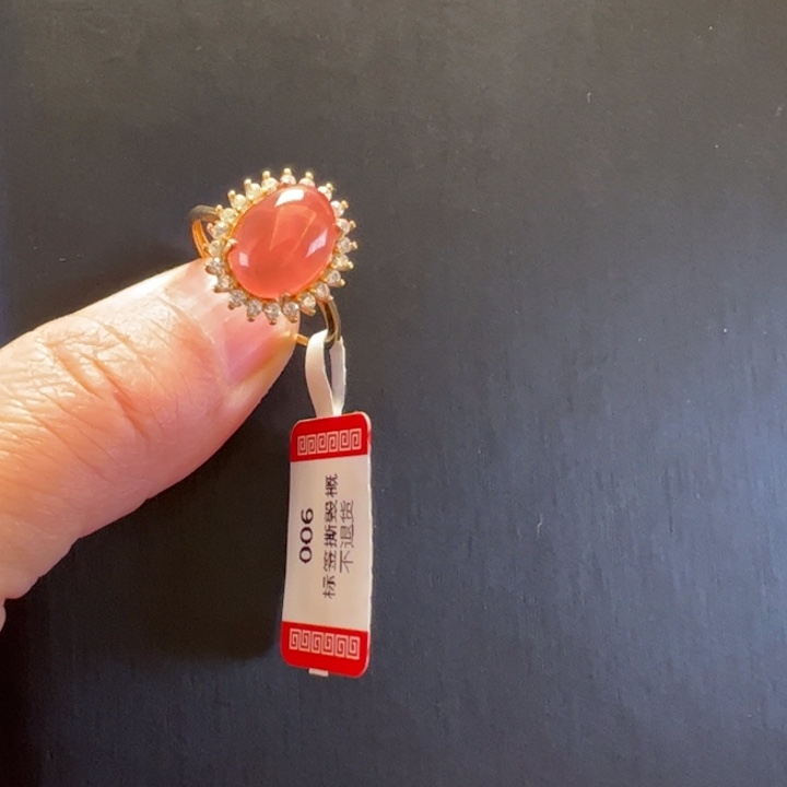 菱锰矿（红纹石）戒指银S925镶嵌哈**溜