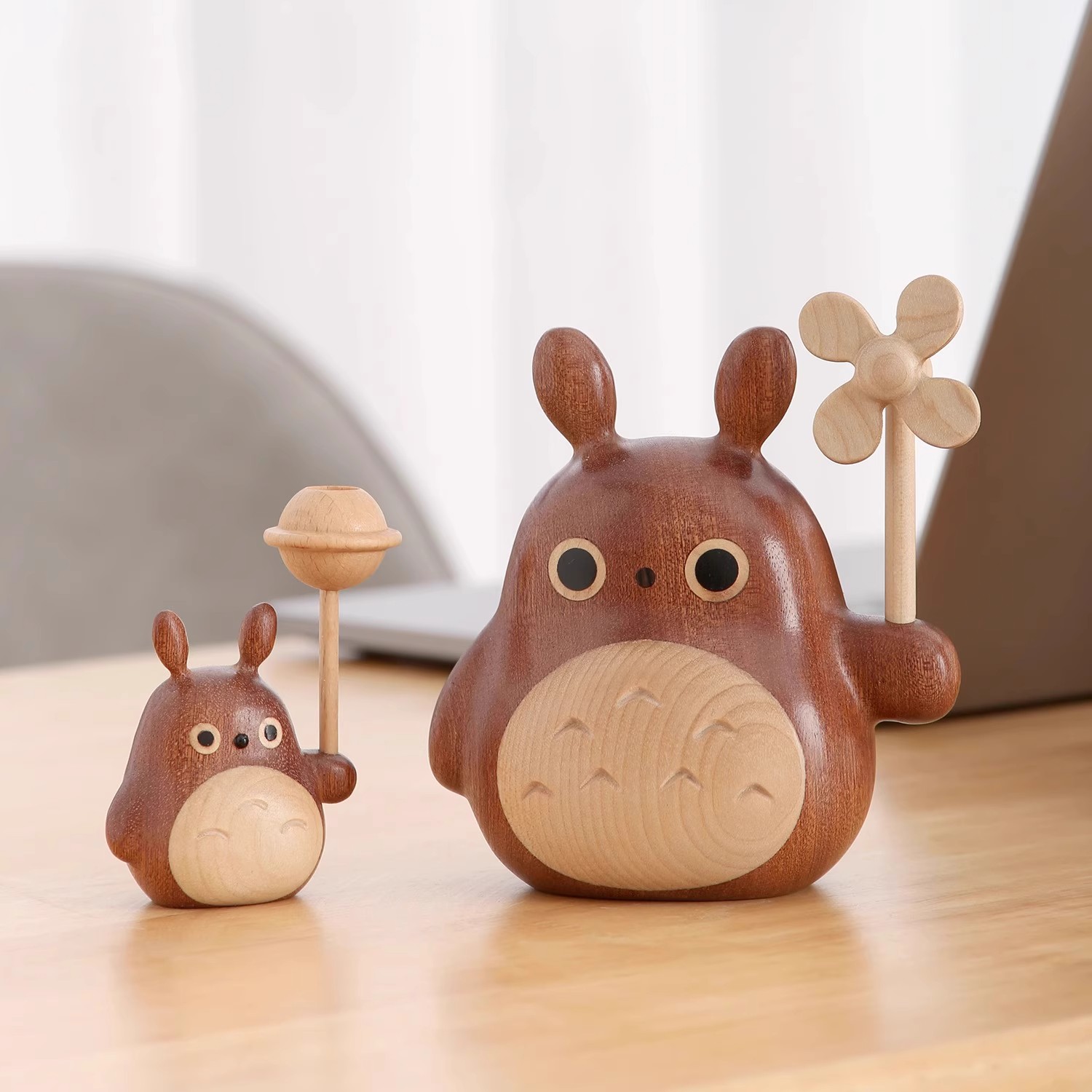 [微瑕]12高龙猫荷叶创意手工摆件一物一拍瑕疵处理不退不换