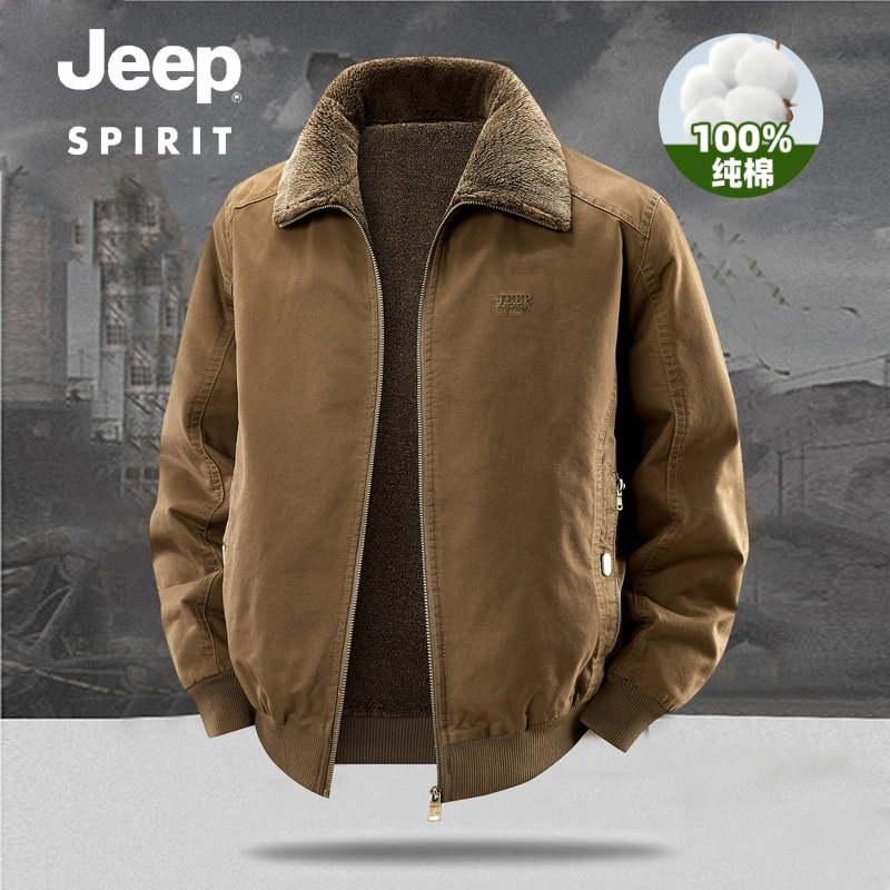 JEEPSPIRIT吉普冬季棉服大码休闲男士加绒加厚防风外套上衣棉衣