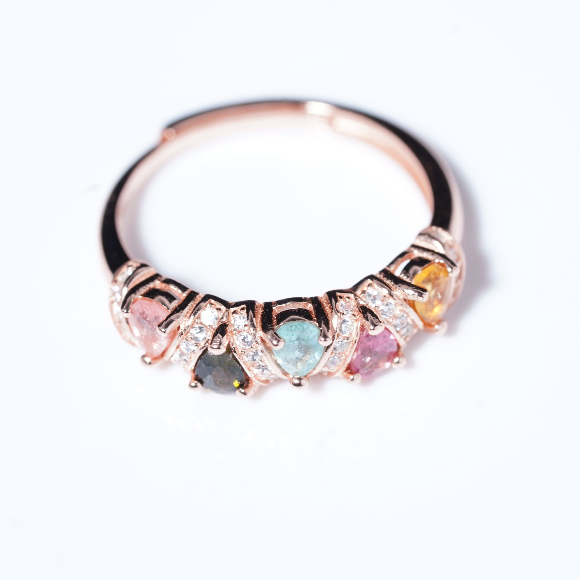 JSBXJ0644-碧玺戒指-单颗约10分-S925银--天然的-彩虹色-精工