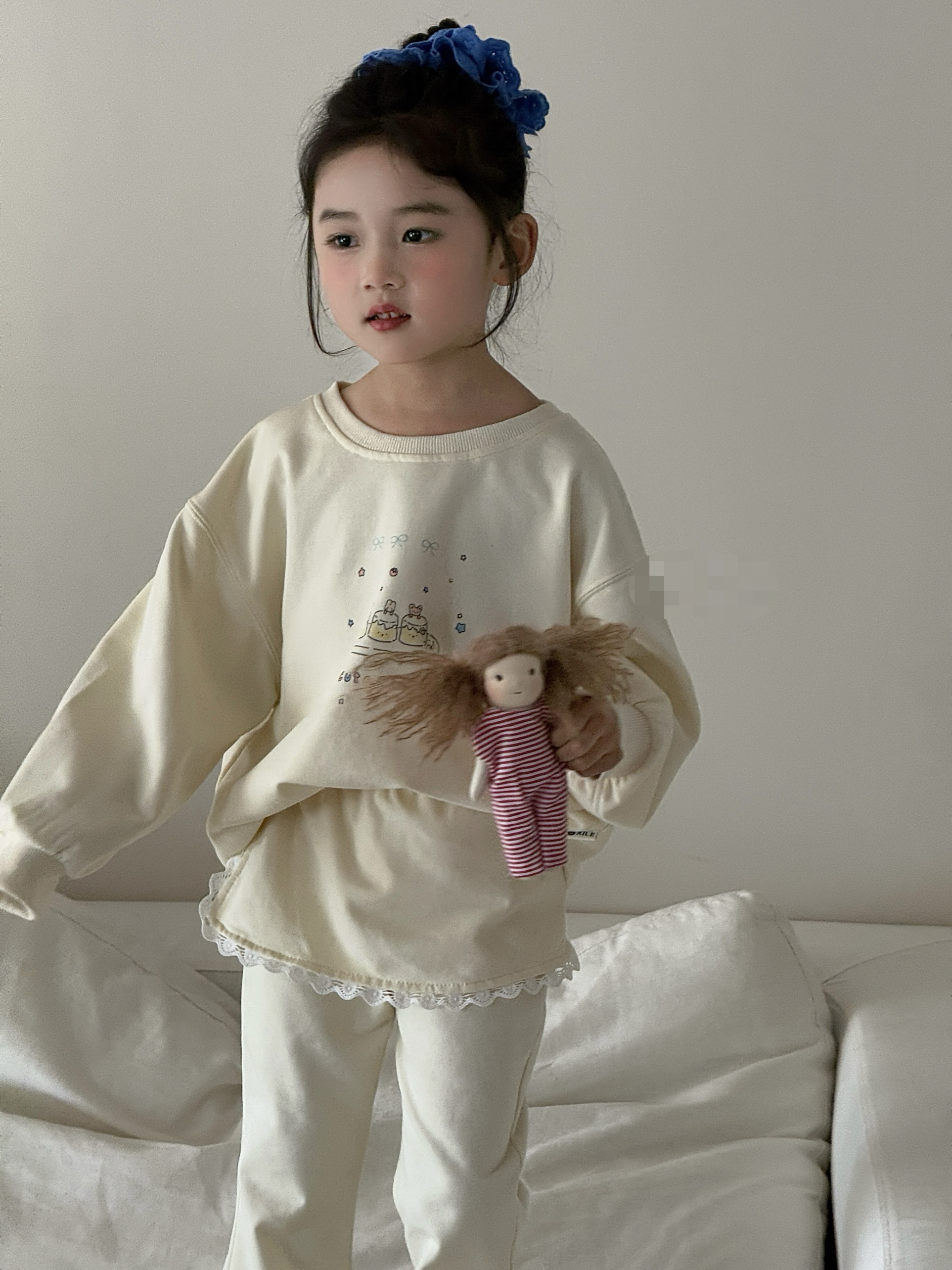 直播专用中性纯色秋季学院风春秋女套装百搭拼接针织女童复古