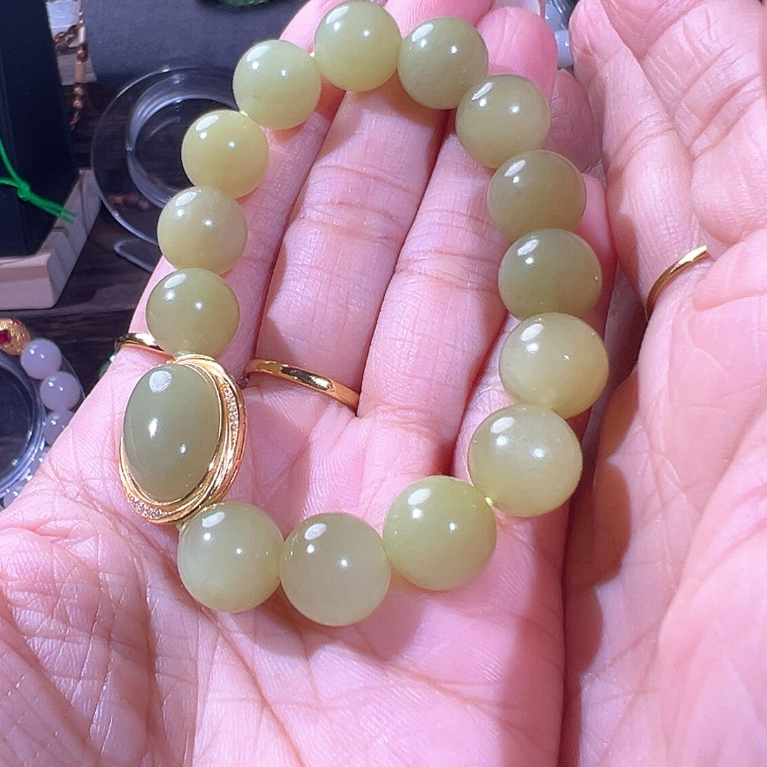 和田玉手链银S925镶嵌