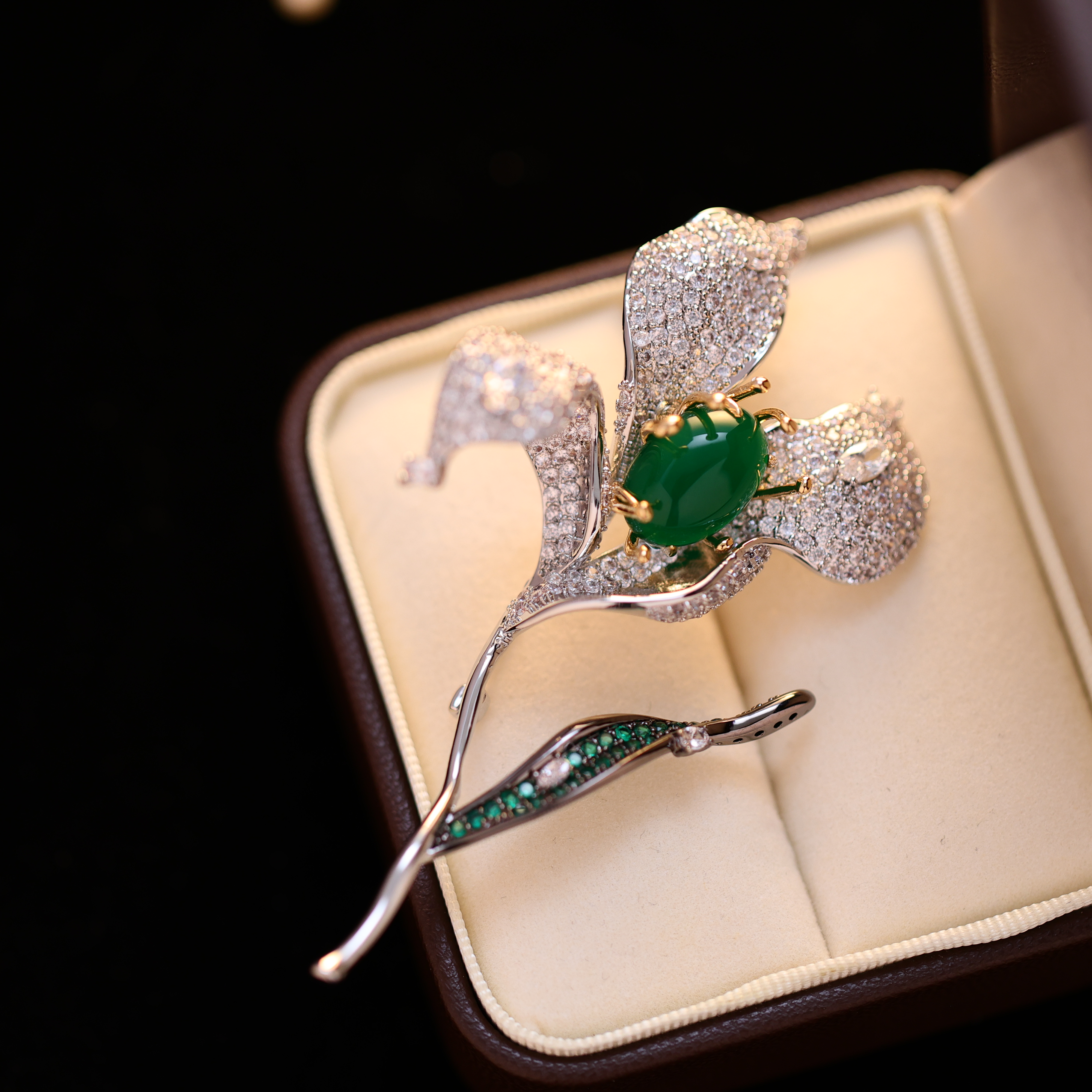 铜合金仿水晶胸针 澜七-星蒂(cindychao)设计款野玫瑰胸针-S2520