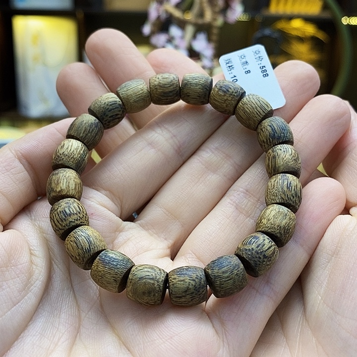 沉香手串奇楠沉香鼓珠单圈
