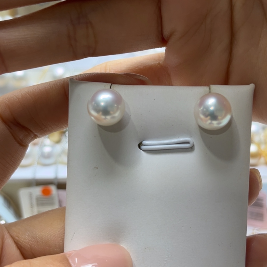18K金镶嵌耳饰海水珍珠10-11mm