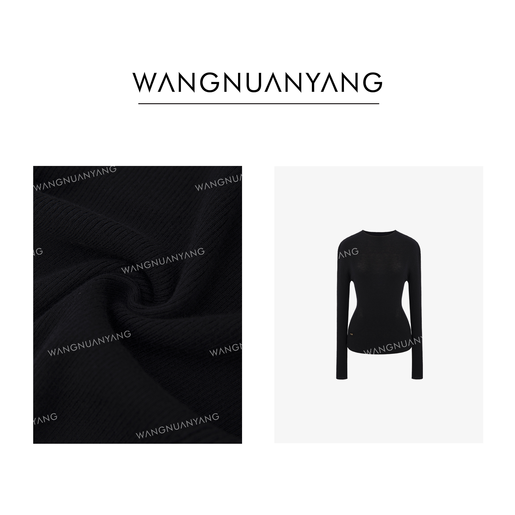 【王暖阳】细节控|前腰移针塑形定制古铜标半高领绢绒纱打底衫