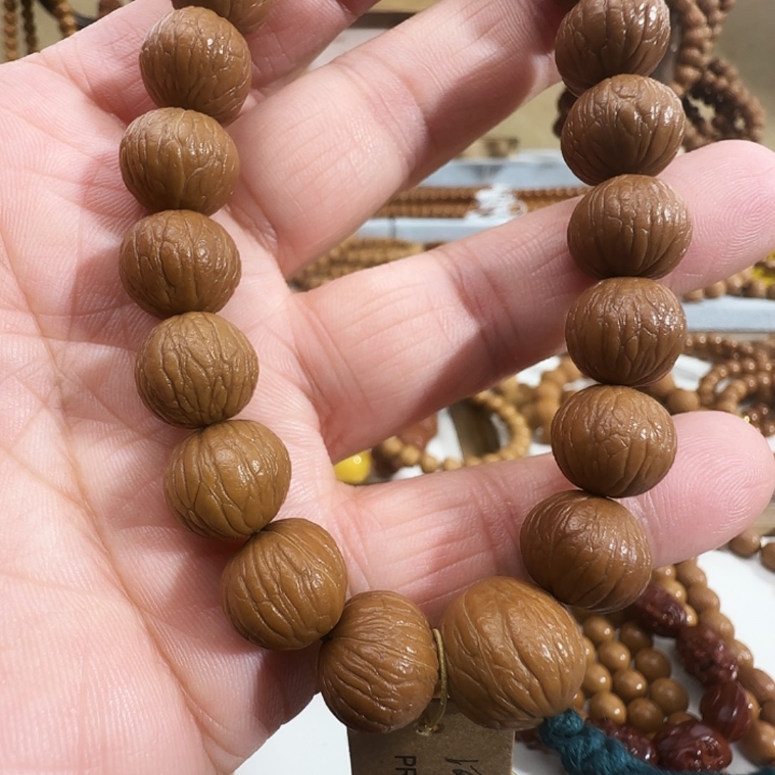 手串猴头核桃原皮原色猴头手串凤羽手持