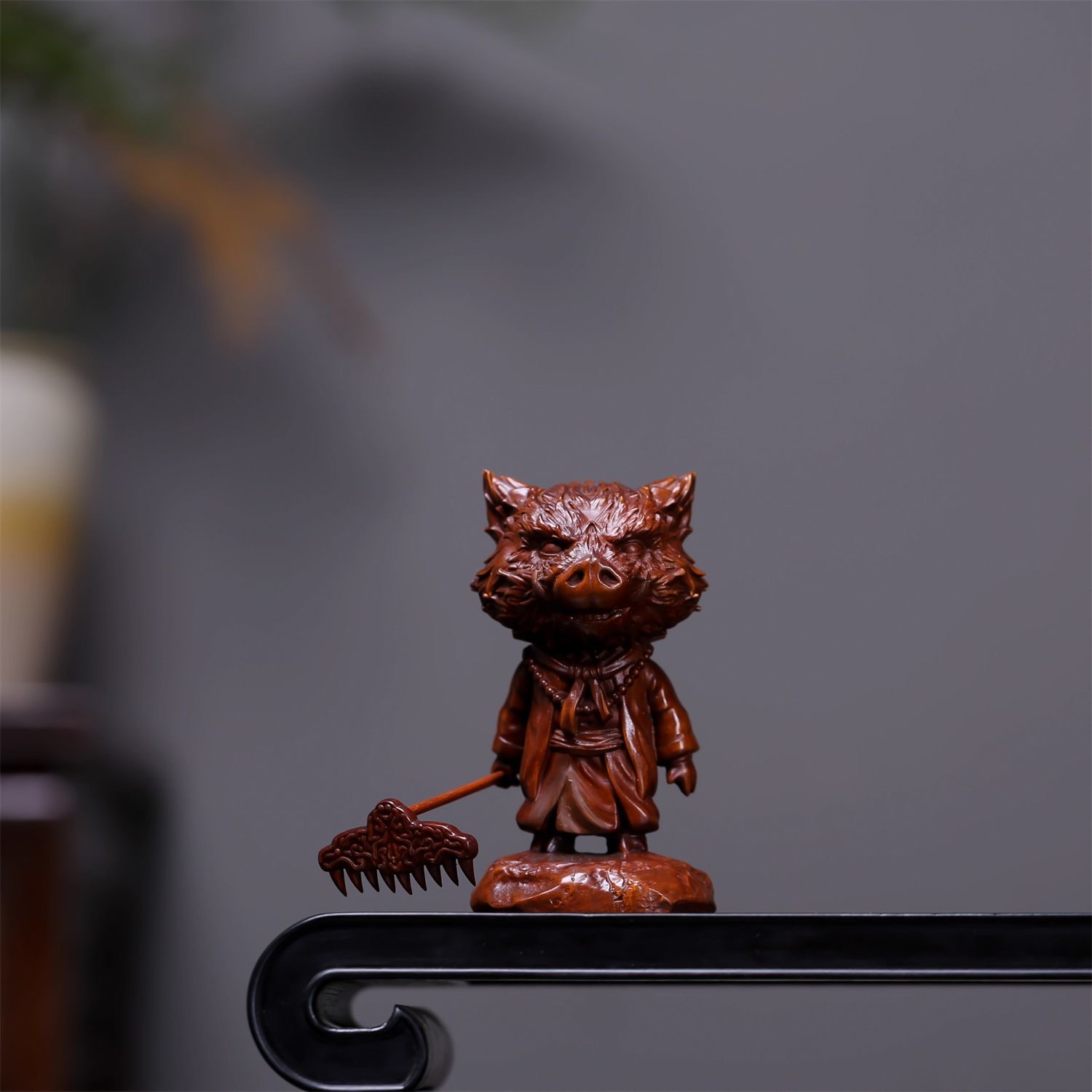 黑神话猪八戒小叶黄杨木雕工艺仿古高度10口径5