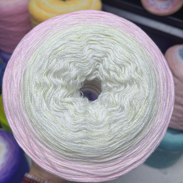 白玉粉团丝光棉蛋糕线手工编织